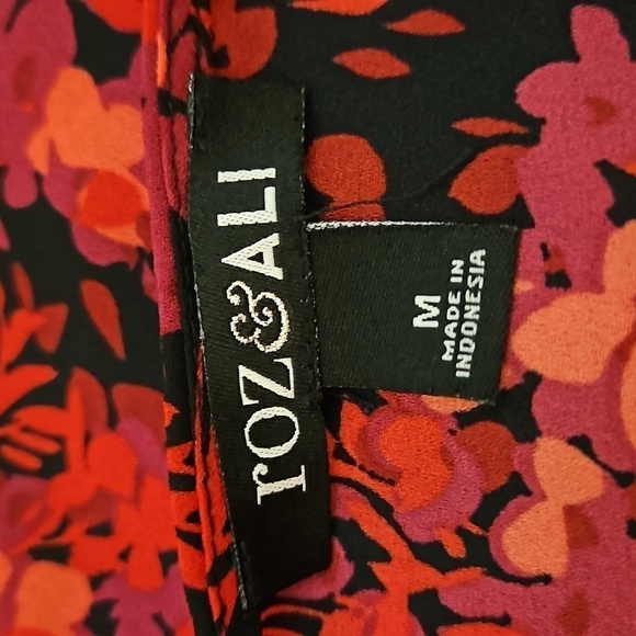 ROZ & ALI Fairycore Floral Chiffon Jabot Long Sleeve Blouse - Picture 6 of 8